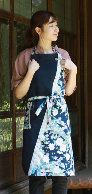 Nurengane Japanese modern Apron Tabanoshi and Cherry Blossoms Design